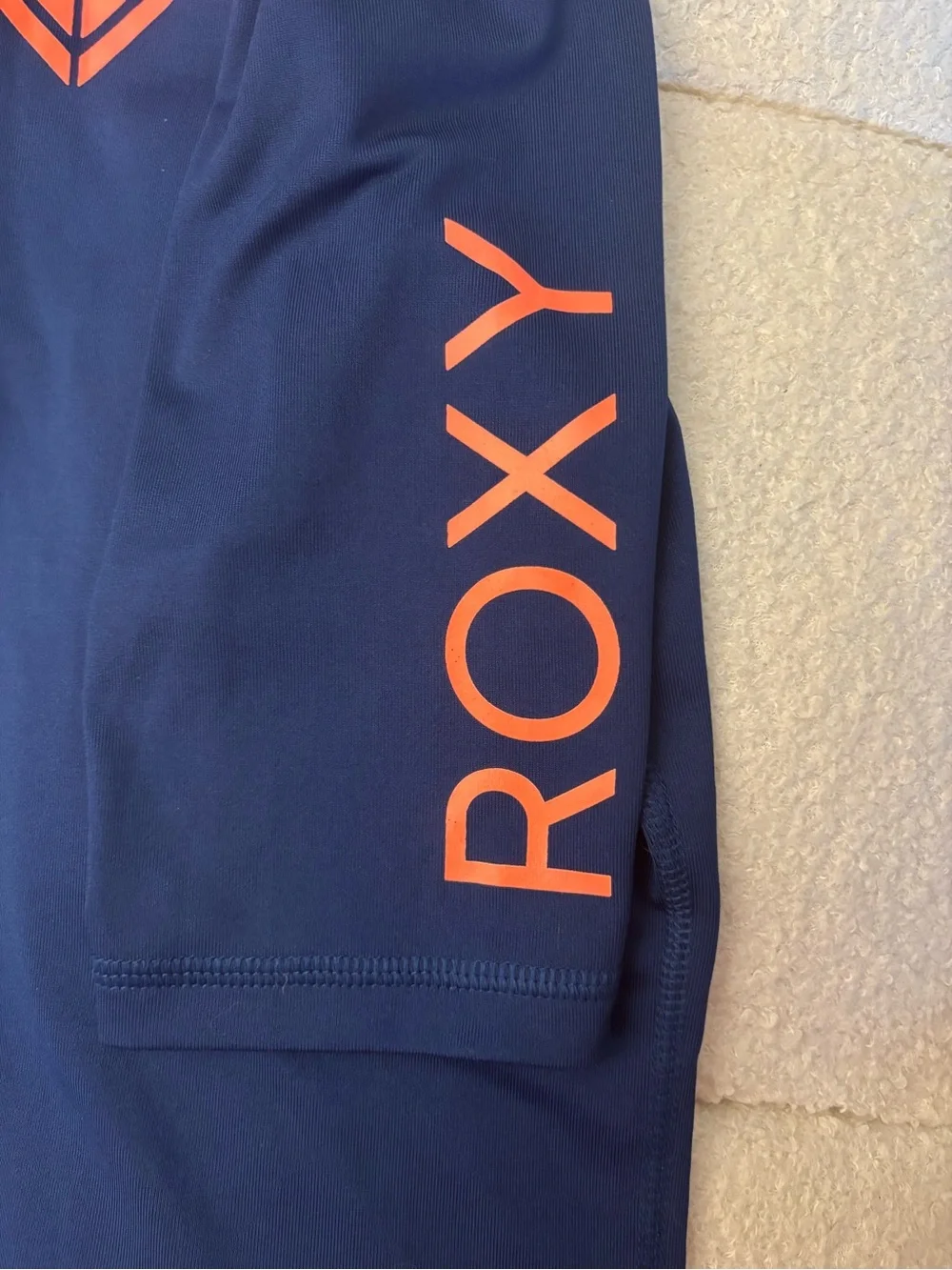 Roxy Girls Rash Guard Swim Shirt Navy Coral Pink Long Sleeve Youth XL 14